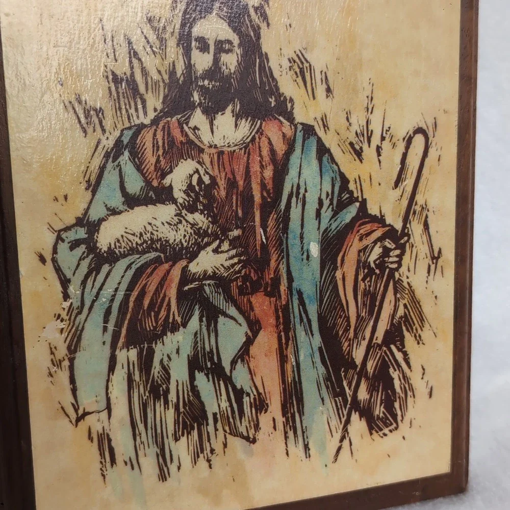 Vintage Jesus Good Shepherd Wood Plaque Psalm 23 Lord Is My Shepherd Wall Art
